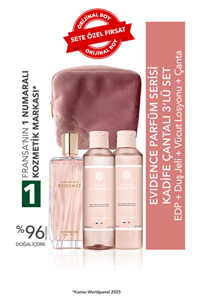 Yves Rocher Evidence Parfüm Serisi Kadife Çantalı 3’lü Set