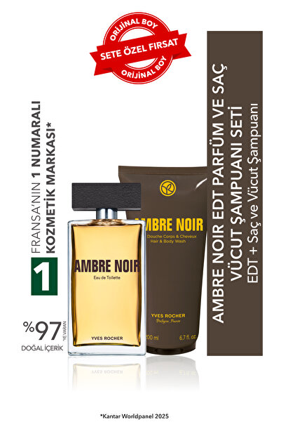 Yves Rocher Ambre Noir EDT Parfüm ve Saç Vücut Şampuanı Seti-9916811