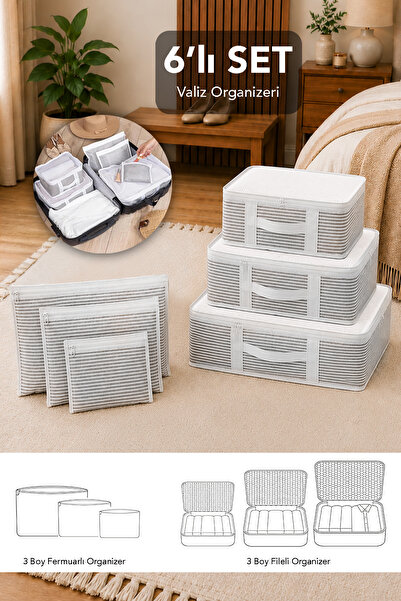 Meleni Home Set organizatora za kofer od 6 delova - Organizator putne torbe s...