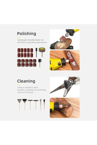 İBELTECH 350 Parça Çift Makinalı Çok Fonksiyonlu Gravür Oyma Dremel Taşlama Zımpara Kesme Set