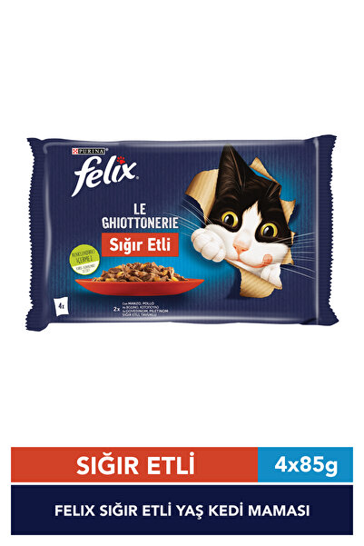 FELIX Sığır Etli Yaş Kedi Maması 4 x 85 g