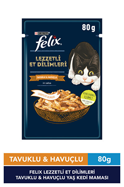 FELIX Lezzetli Et Dilimleri Tavuklu Yaş Kedi Maması 80 g