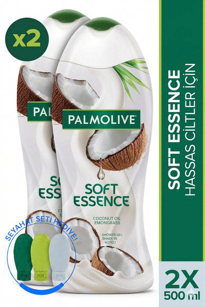 Palmolive Soft Essence Hindistan Cevizi 2'li Duş Jeli 500 ml + Seyahat Kiti H...