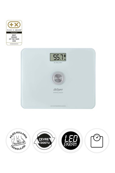 Arzum AR5126 Stayfit Touch Cam Beyaz Baskül, Pilsiz Kullanım, 180 Kg’a Kadar ...