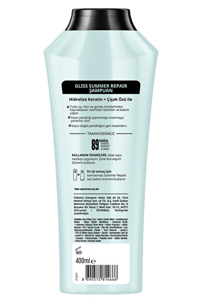 Gliss Summer Repair Onarıcı Şampuan Çok Yıpranmış Kuru Saçlar İçin 400 ml