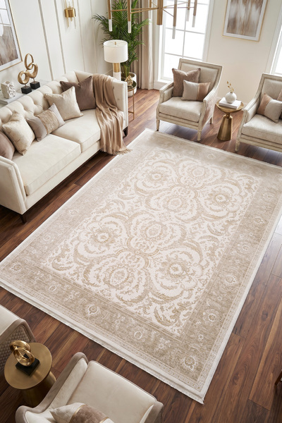 Koza Halı Koza Hayad Şimal Bej Halı Kilim Salon Oturma Odası Yatak Odası Kori...