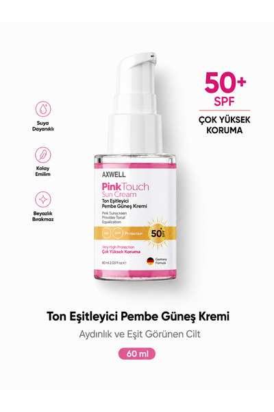 AXWELL Ton Eşitleyici Aydınlatıcı Pembe Güneş Kremi 60ml Pink Touch SPF50+/PA...