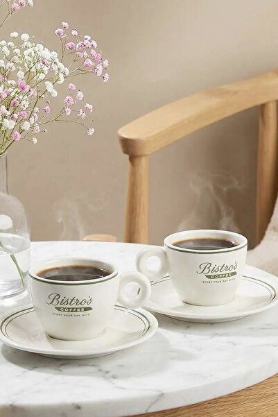 TRENDYOLMİLLA HOME طقم فناجين قهوة Bistro مكوّن من قطعتين، سعة 60 مل - TPHSS2...