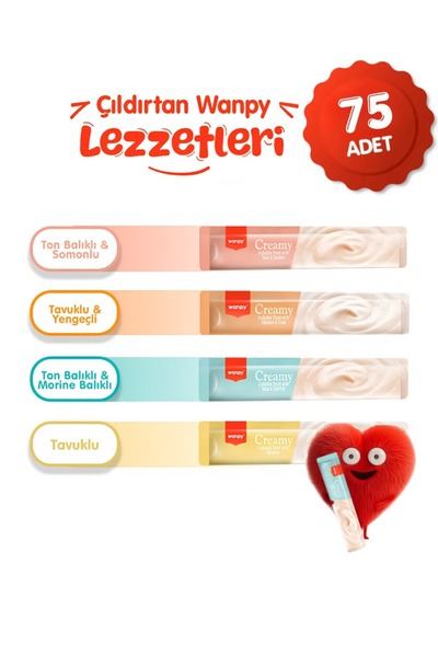 Wanpy 4 Lezzet Kedi Ödül Kreması Karışık 75*14G