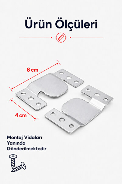 Badem10 Metal (2 ÇİFT TAKIM) Mobilya Baza Koltuk Köşe Kanepe Çekyat Birleştirme Başlık Sacı Saç Aparatı