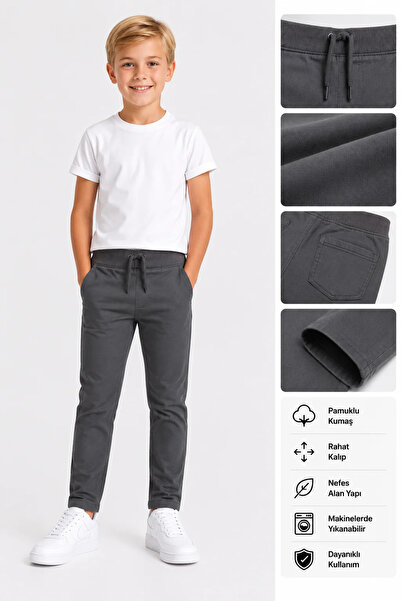 AJN Çocuk Okul Pantolonu Keten Erkek Kız Unisex
