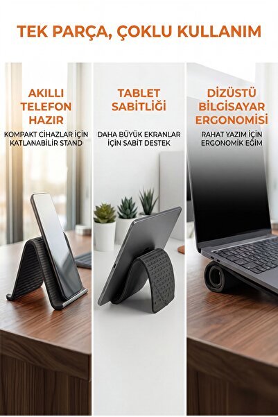 Fibaks Silikon Alüminyum Telefon Tutacağı, Katlanabilir Esnek Ayarlanabilir C...