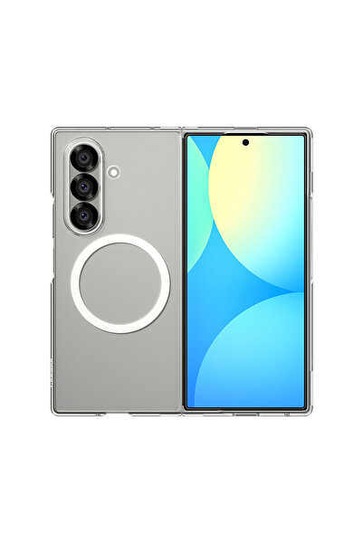 Spigen Galaxy Z Fold 7 ince Kılıf Air Skin MagFit özellikli Clear White Dokul...