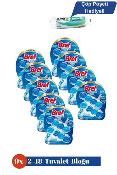 Bref Brilliant Gel Tuvalet Bloğu 9 Adet İkili Paket + Çöp Poşeti Hediyeli
