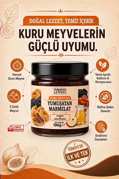 Makarna Lütfen Yumuşatan Marmelat (Kuru İncir-Kayısı-Erik - 190 gram)