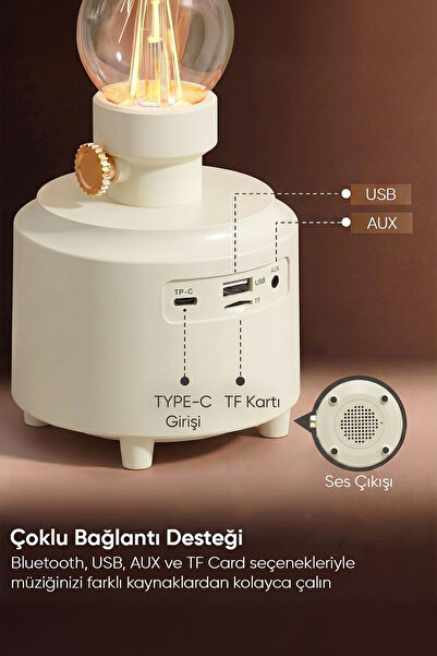 Mikado MD-1 Lüxound 1800mAh 5W Beyaz Bluetooth-Aux-Usb-TF Card Destekli Işıklı Speaker