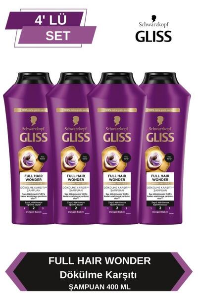Gliss Full Hair Wonder Dökülme Karşıtı Şampuan 400 ml X4 Adet + Tarak Hediyeli
