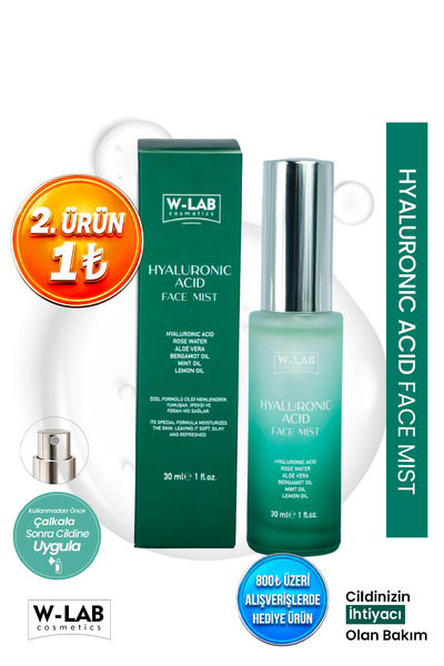 W-Lab Cosmetics Hyaluranic Acid Face Mist Yoğun Nemlendirici, Dolgunlaştırıcı...