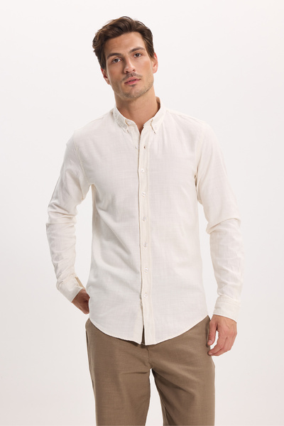 Tudors Cămașă pentru bărbați, slim fit, 100% bumbac, cu guler cu nasturi, din...