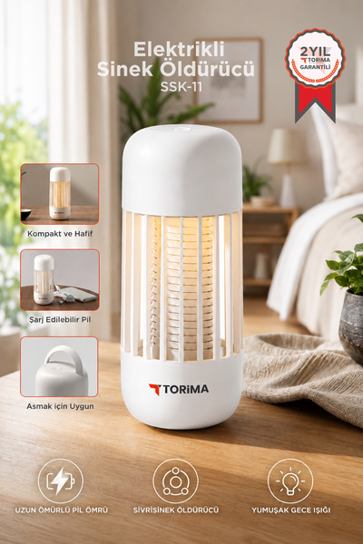 Torima Elektrikli Sinek Öldürücü Şarjlı Uv Işıklı Lamba Sivrisinek Kovucu Sin...