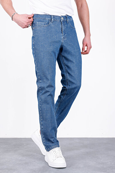 HLT JEANS Męskie niebieskie, elastyczne dżinsy slim fit ze szlifowanej lycry ...