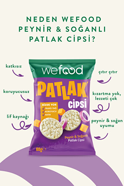 Wefood Peynir & Soğanlı Patlak Cipsi 60 g 15'li