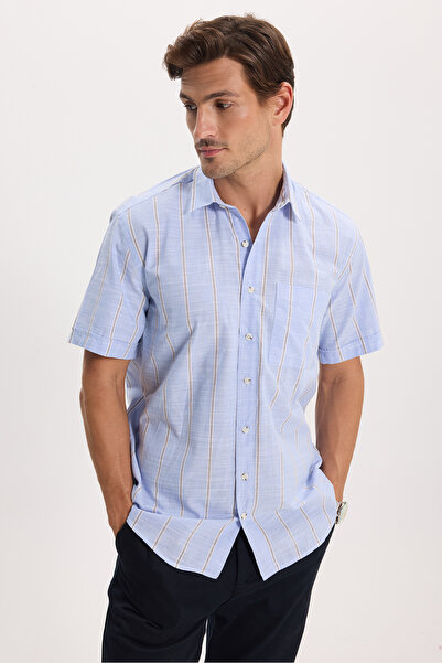 Tudors Erkek Regular Fit Klasik Kesim Oversize %100 Pamuk Keten Doku Tek Cepl...