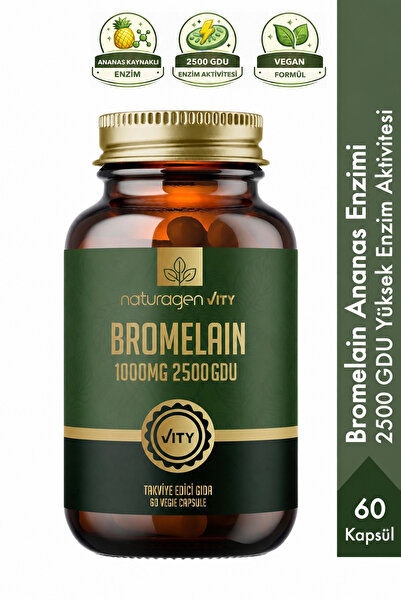 Naturagen Bromelain 2500 GDU 1000 mg 60 Kapsül | Ananas Kaynaklı Enzim | Yüks...