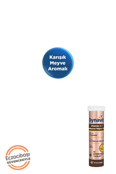 Dynavit Vitamin C & Sambucus Nigra & Çinko 15 Efervesan Tablet - Karışık Meyve Aromalı - Bağışıklık