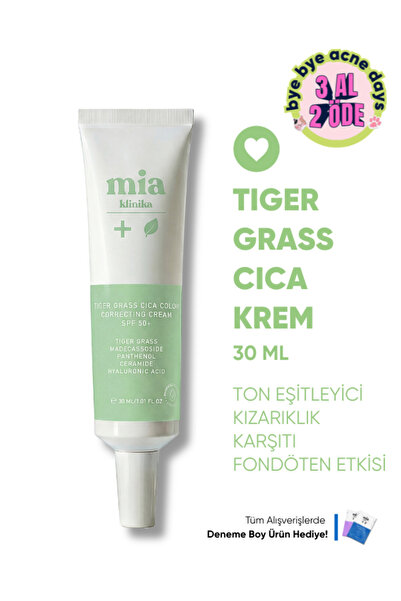 mia klinika Tiger Grass Ton Eşitleyici Kızarıklık Karşıtı 50 Spf Cica Krem 30 ml