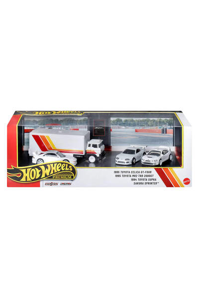 HOT WHEELS Koleksiyon Seti Arabalar, 3 araba ve 1 tır, Sergilenmeye uygun JHW44