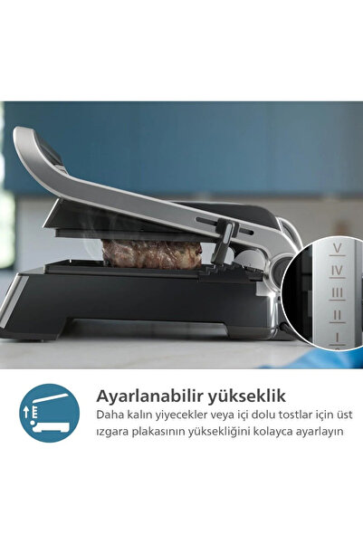 Philips 5000 Serisi Izgara ve Tost Makinesi-Mükemmel sonuçlar için çıkarılabi...