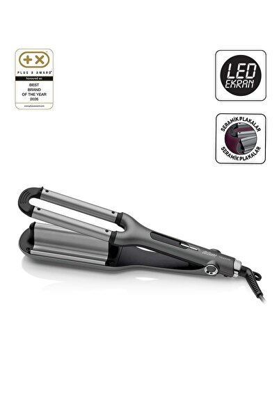 AR5079 Trendcare Ceramic Curling Iron 16 mm, 9 Stage Heat Setting Wag Curling Iron, Anthracite