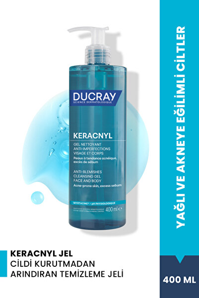 Ducray Keracnyl Yağlı ve Akneye Eğilimli Ciltler için Yüz Temizleme Jeli Arın...