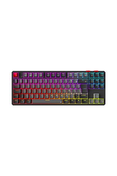 Rampage Yoru TKL Siyah/Gri Outemu Red Swich Mekanik Rgb Oyuncu Klavyesi Kablo...