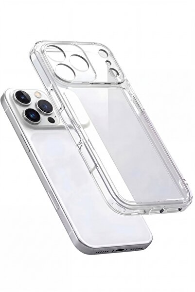 Fibaks iPhone 17 Pro Max Kılıf Şeffaf Kamerası Full Korumalı Yumuşak Darbe Em...