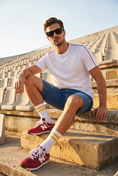 Trendyol Collection Tricou alb cu umeri goi, cu model normal și detaliu cu du...
