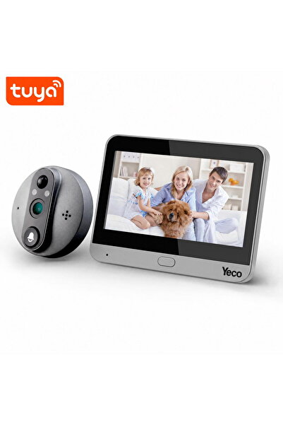 YECO PD-20 Akıllı Görüntülü Kapı Dürbünü, 4.3 İnç LCD Ekran, PIR Hareket Algı...