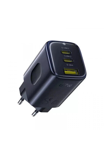 PicoGo AE11 2xType-C+1xUSB 67W Hızlı Şarj Cihaz Adaptörü Siyah