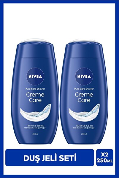 NIVEA Creme Care Banyo ve Duş Jeli 250ml, C&E Vitamini, Nemlendirici, X2 Adet, Pürüzsüz Cilt