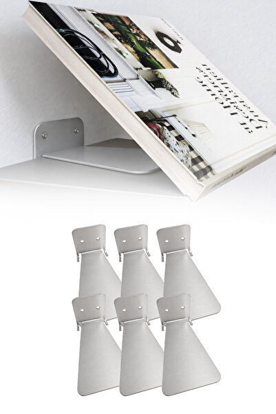omilife 6'lı Metal Görünmez Kitaplık Duvar Rafı Gizli Kitap Rafı Dekoratif Si...