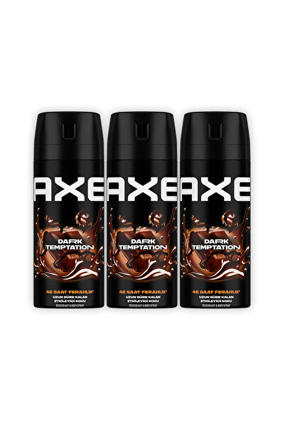 Axe Erkek Deodorant & Bodyspray Dark Temptation 48 Saat Etkileyici Koku Vücut Spreyi 150 ml X3 Adet