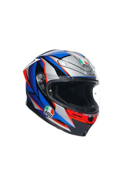 AGV K6 S Slashcut Mavi Kırmızı Kapalı Kask