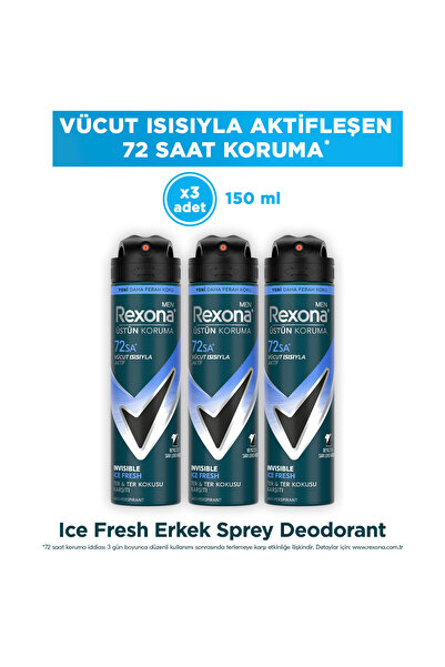 Rexona Men Erkek Sprey Deodorant Invisible Ice Fresh 72 Saat Kesintisiz Üstün...