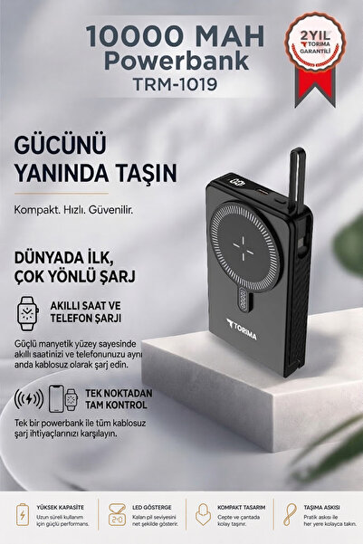 Torima Taşınabilir Batarya 10000 Mah Type-C Hızlı Şarj 22,5W Magsafe Powerban...