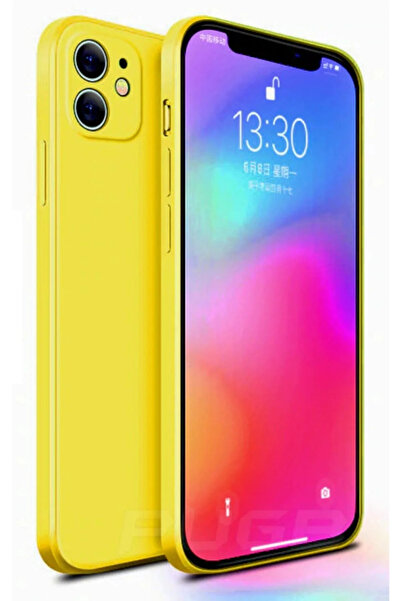 Fibaks iPhone 12 Mini Kılıf Lansman Kadife Kamera Korumalı Yumuşak Silikon Sarı