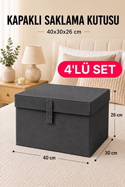 Helen's Home Set od 4 mini kutije za skladištenje sa poklopcima 40x30x26 cm -...