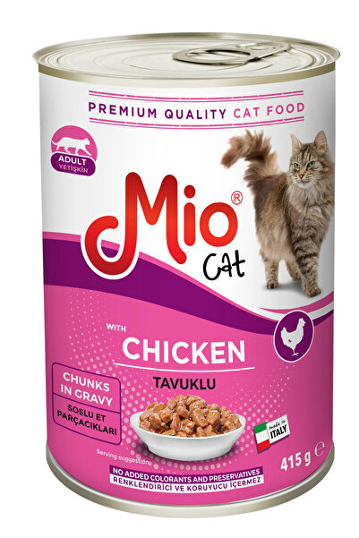 MİO Mio Kedi Konserve - Yaş Mama - Mio 415 gr Kedi - Tavuklu x 15 adet