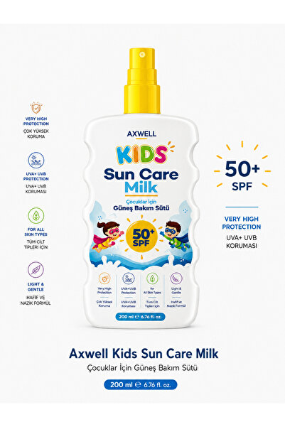 AXWELL Kids Çok Yüksek Koruyucu Çocuk İçin Yüz & Vücut Güneş Sütü Spreyi Spf5...