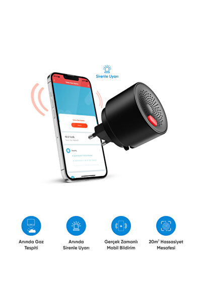 Şımart Akıllı Yanıcı Gaz Alarmı Mobil Bildirim Ve Sesli Uyarı